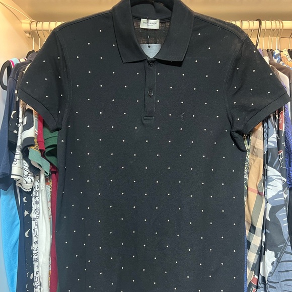 Saint Laurent Black Polo with Subtle Dotted Design - XS